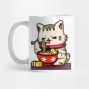 Cute cat eating ramen Mug